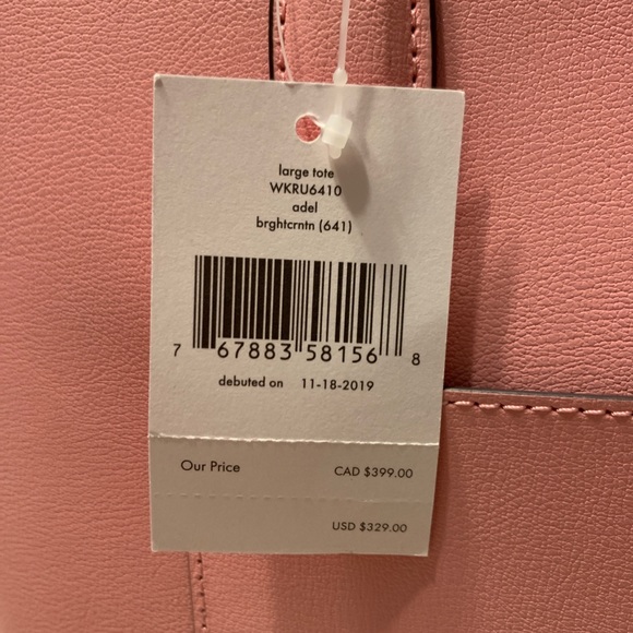 KATE SPADE ADEL LARGE TOTE SHOULDER BAG CARNATION - Picture 8 of 11